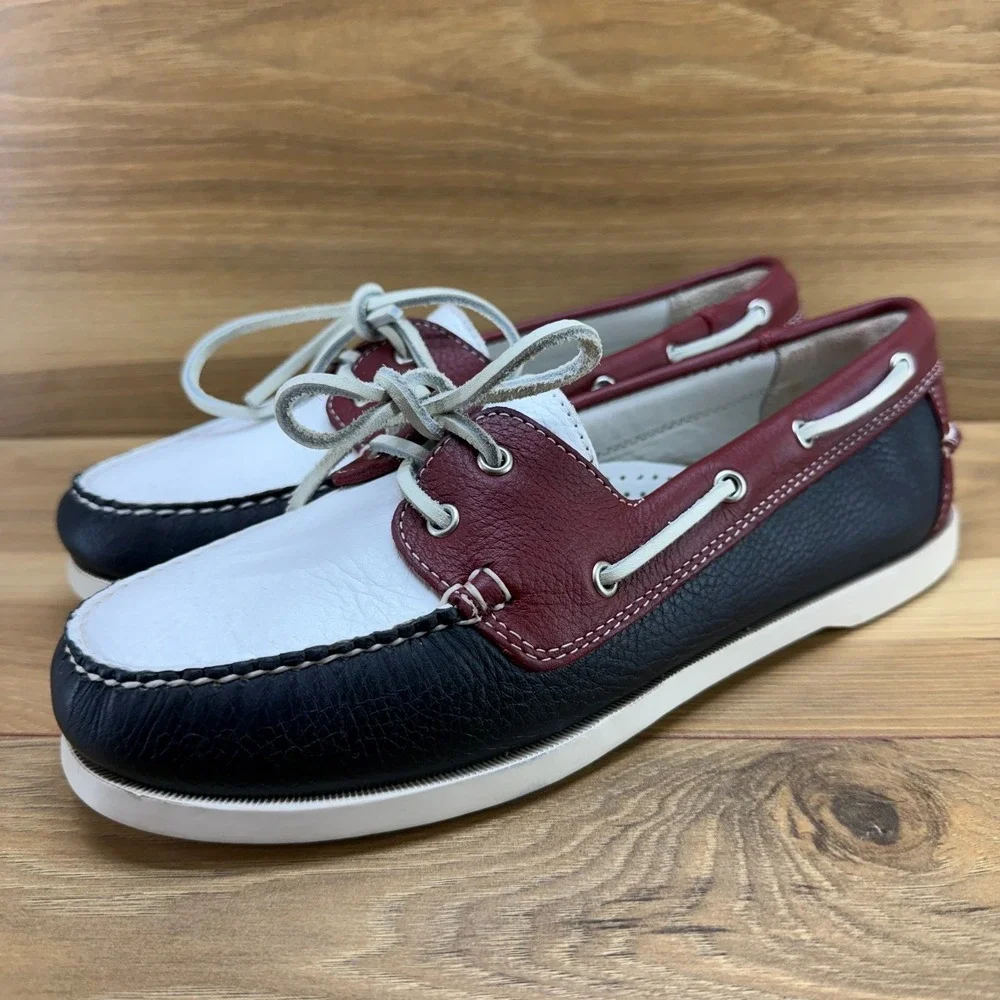 Brooks Brothers Boat Loafers Womens 9 M American Patriotic Navy Red White 5229